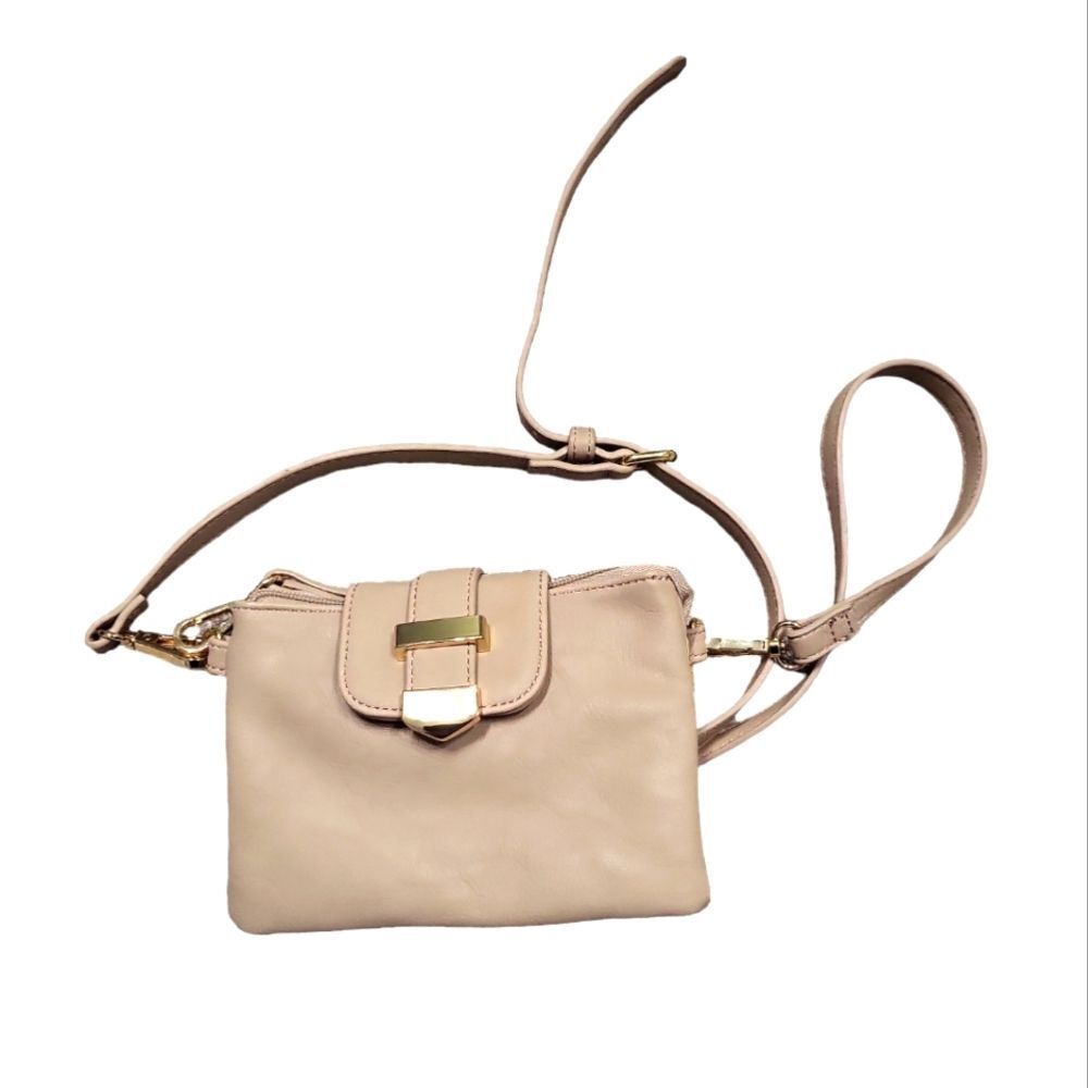 EUC C Women's tan wallet crossbody bag clutch purse removalable shoulder strap